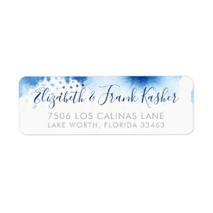 RETURN ADDRESS silver smart blue watercolor Label