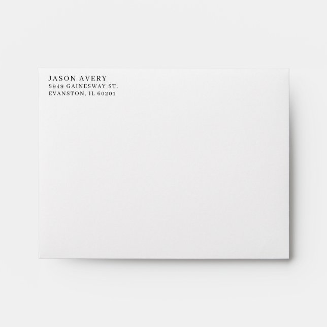 Return Address Simple Classic White Left Aligned Envelope (Front)
