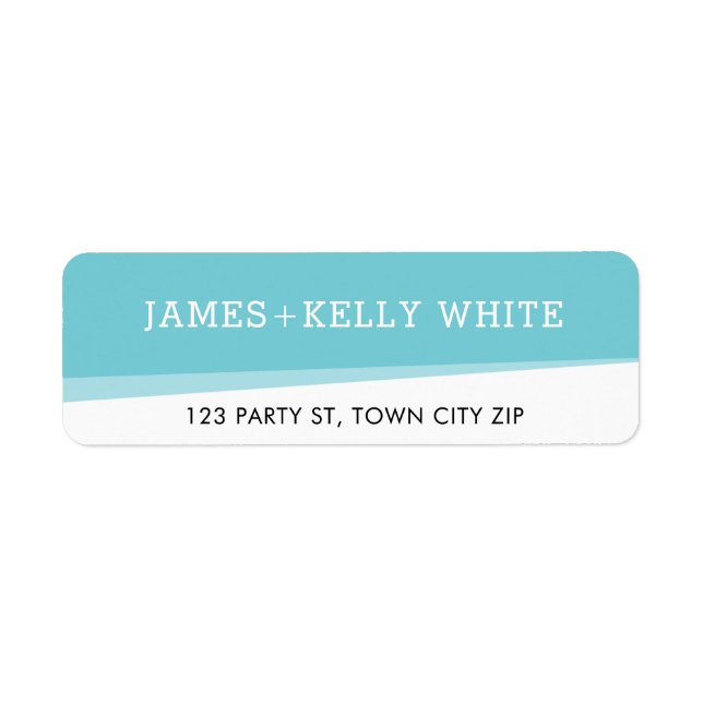 RETURN ADDRESS simple modern turquoise blue Label (Front)