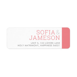 RETURN ADDRESS simple modern type cute coral pink Return Address Label