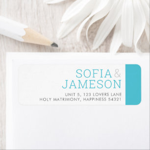 RETURN ADDRESS simple modern type turquoise blue Label