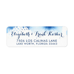 RETURN ADDRESS smart navy blue watercolor Label
