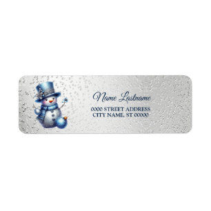 Return Address Snowman Christmas Winter Elegant Label