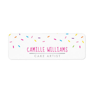 RETURN ADDRESS sprinkles colourful modern party fu Label