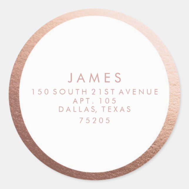 Return Address Sticker | Rose Gold Border (Front)