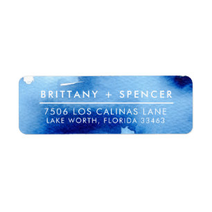 RETURN ADDRESS stylish modern navy blue watercolor Label