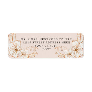 Return Address Terra Cotta Gold n Pink Floral Label
