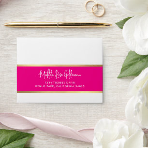 RETURN ADDRESS ultra trendy modern pink gold Envelope