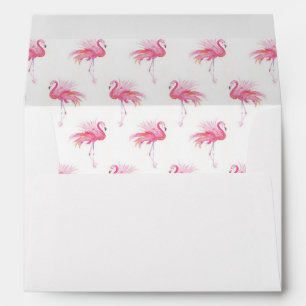 Return Address Watercolor Pink Flamingo Envelope