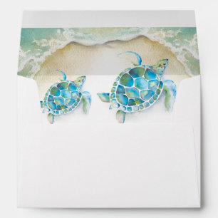 Return Address Watercolor Sea Turtle Ocean Beach Envelope