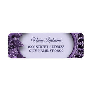 Return Address Wedding Purple Floral Elegant Label