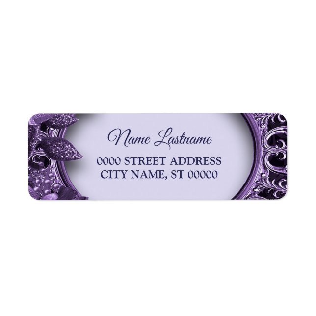 Return Address Wedding Purple Floral Elegant Label (Front)