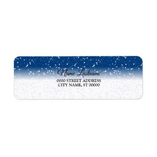 Return Address White Snow Flakes Blue sky Label