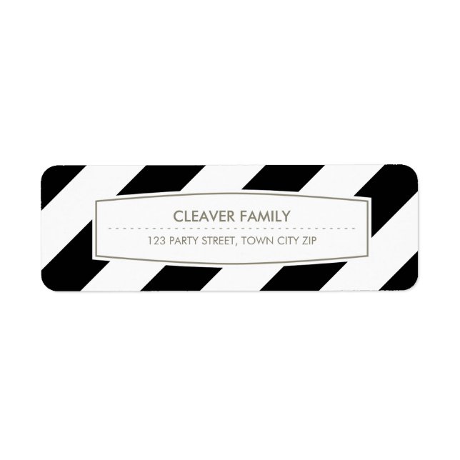 RETURN ADDRESS wide stripe pattern black white Label (Front)
