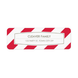 RETURN ADDRESS wide stripe pattern bright red Label