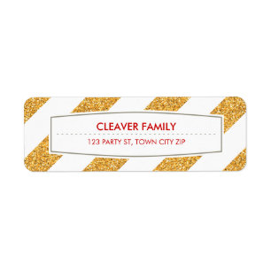 RETURN ADDRESS wide stripe pattern glitter gold Label