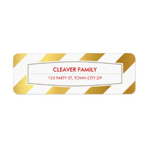 RETURN ADDRESS wide stripe pattern shiny gold foil Return Address Label