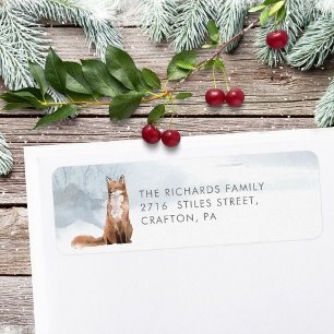 Return Address Winter Cute Fox Elegant Return Address Label