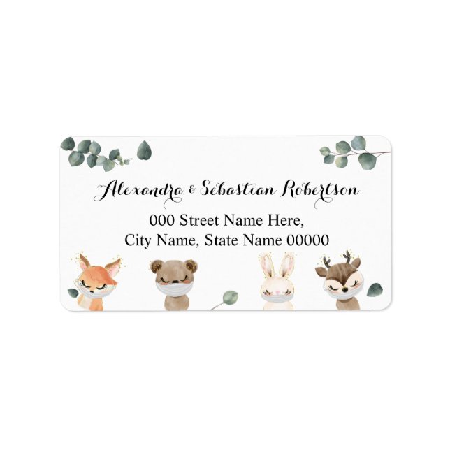 Return Address Woodland Drive-by Baby Shower Label (Front)