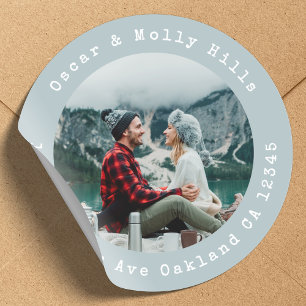 Return Address Your Photo Classic Round Sticker