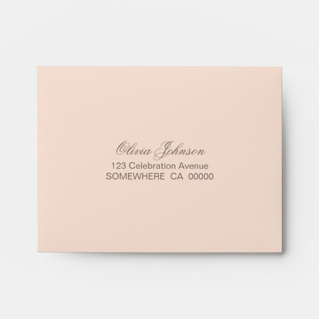 Return Addressed Blush Pink Floral Wedding Envelope (Front)