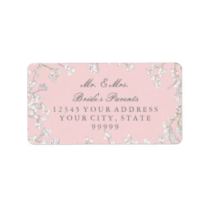 Return Mailing Address Baby's Breath Floral Wreath Label