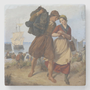 Return of the Fisherman (by Rudolf Jordan) Stone Coaster
