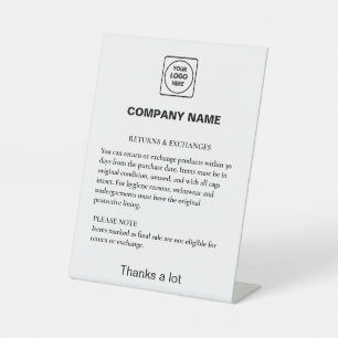 Return Policy Logo Professional Retail Display Pedestal Sign
