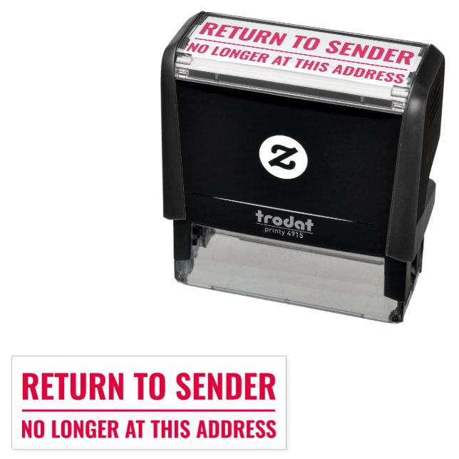 Return to sender no longer at this address red self-inking stamp (In Situ)