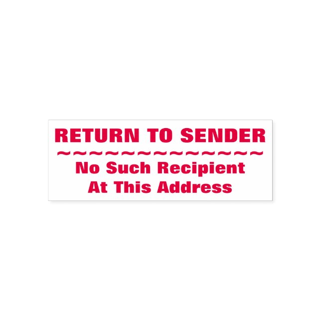 "RETURN TO SENDER" "No Such Recipient ..." Self-inking Stamp (Design)