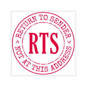Return to Sender RTS Rubber Stamp Large Round Seal