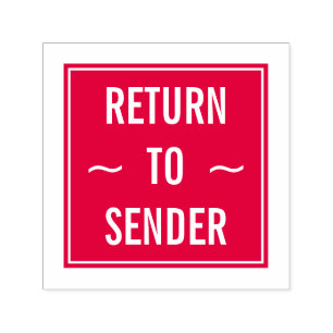 "RETURN TO SENDER" Square Rubber Stamp