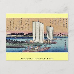 Returning sails at Gyotoku by Ando, Hiroshige Postcard