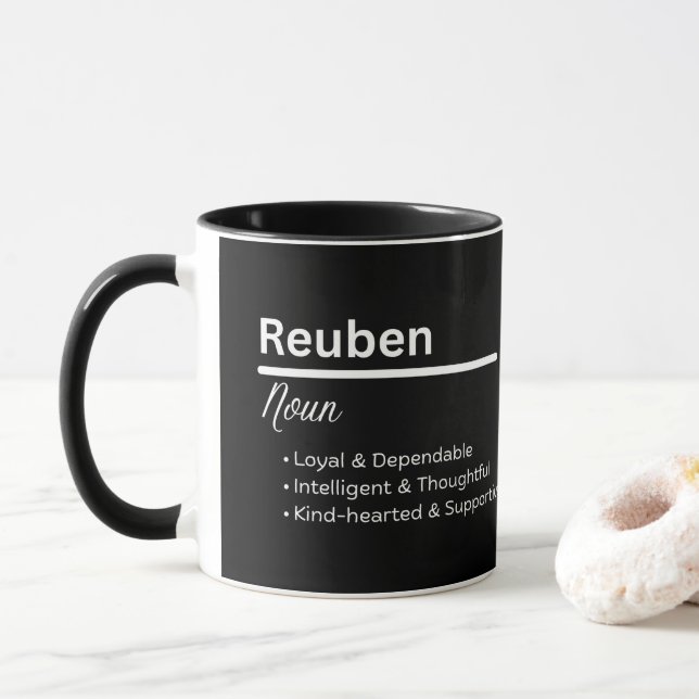 Reuben Boy Name Definition Personalized Mug (With Donut)