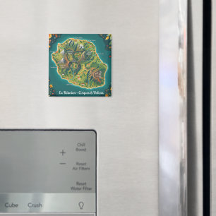 Reunion - Cirques & Volcano Illustrated Map Magnet