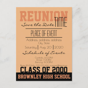 Reunion design announcement postcard