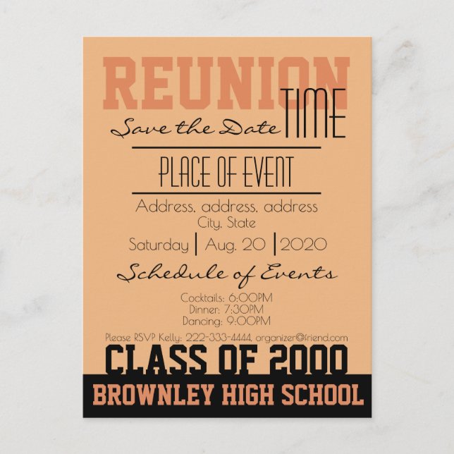 Reunion design announcement postcard (Front)