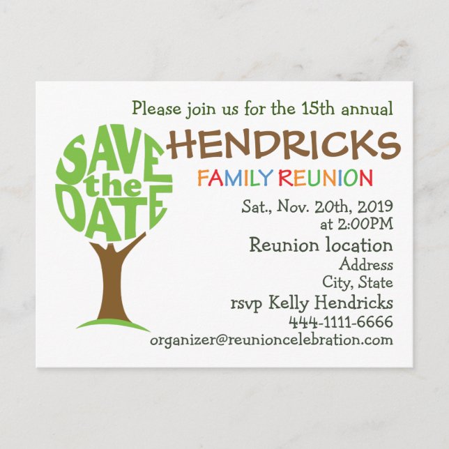 Reunion design for families invitation postcard (Front)