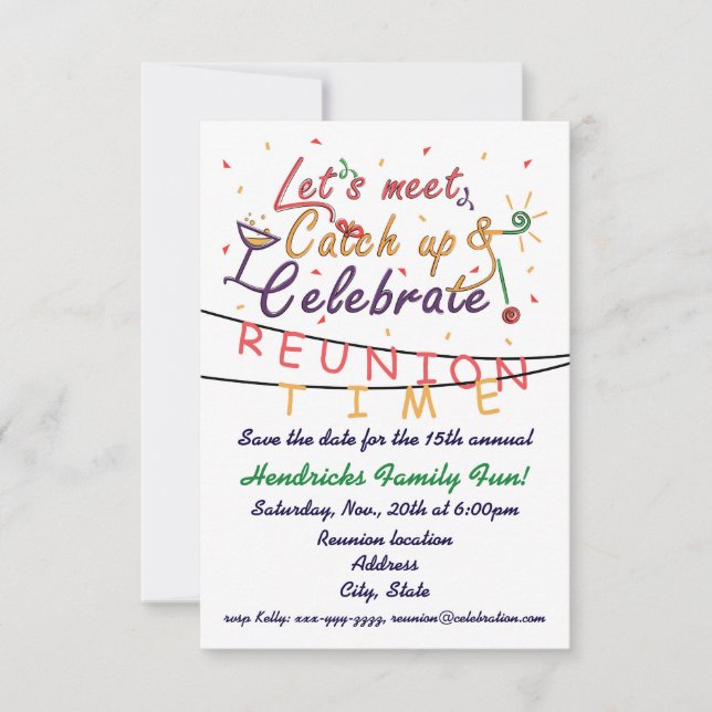 Reunion design for families, school mates, peers save the date (Front)