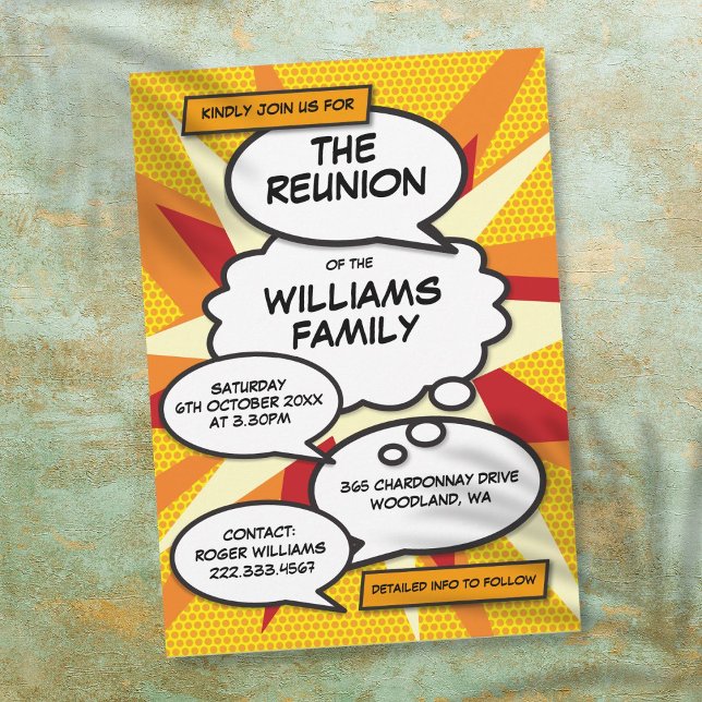 Reunion, Family Reunion, Party Comic Book Invitation (Reunion, Family Reunion, Party Comic Book Invitation)