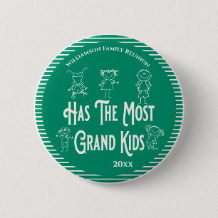 Reunion Grandparents Award Most Grand Kids 6 Cm Round Badge