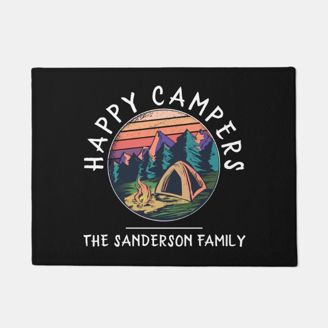 Reunion Vacation RVing Family Name Camping Trip Doormat (Front)