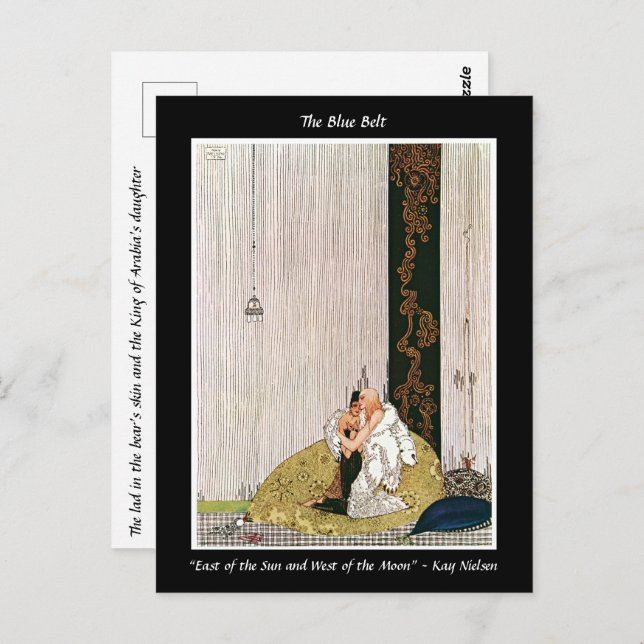 Reunited lovers embrace Art Nouveau illustration Postcard (Front/Back)