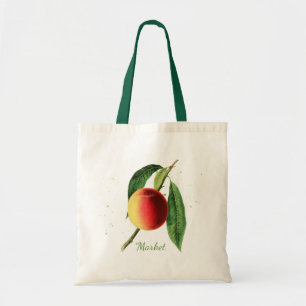 Reusable Botanical Peach Market Tote Bag