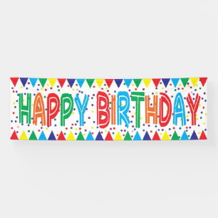 Reusable happy birthday in bright colours banner