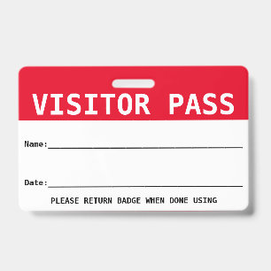 Reusable Visitor Pass / Hall Pass - Customise ID Badge