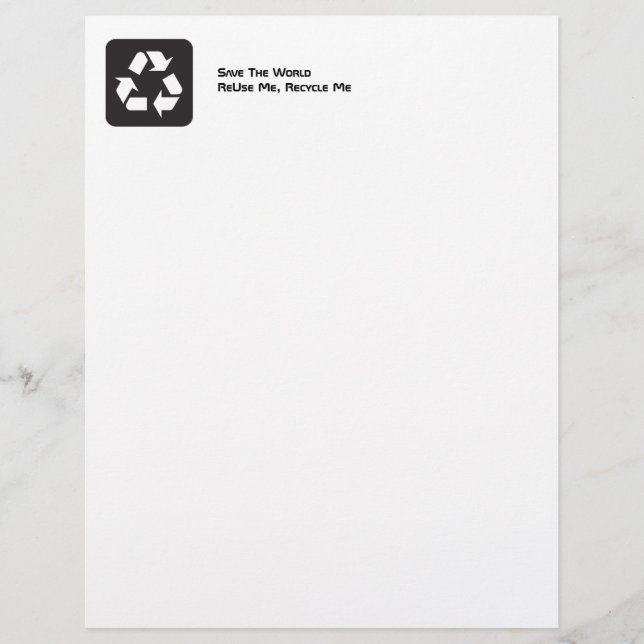 ReUse Me, Recycle Me Recycled Letterhead Paper 1 (Front)