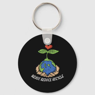 Reuse Reduce Recycle Save Earth Day Planet Key Ring