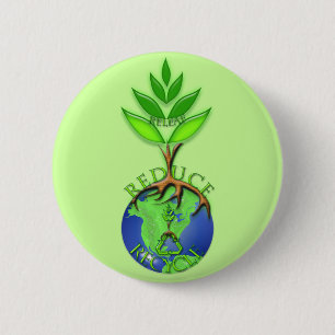 Reuse Reduce Recycle Tree Earth Globe 6 Cm Round Badge