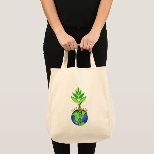 Reuse Reduce Recycle Tree Earth Globe Tote Bag (Front (Product))